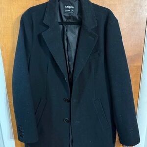 Express Classic Black Wool Overcoat